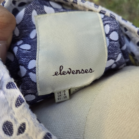 Anthropologie Elevenses White and Blue Patterned Trench Coat Size 0 - Picture 5 of 7